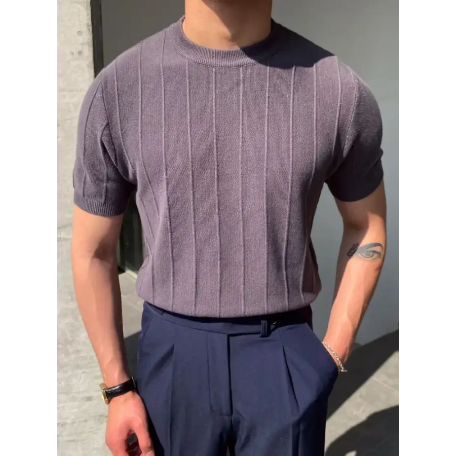 Riviera Knit Tee - Purple / S