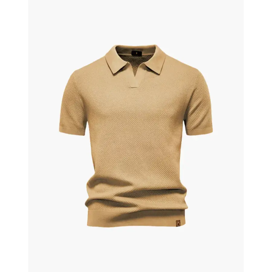 Riviera Textured Knit Polo - Camel / XS