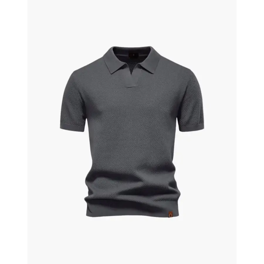 Riviera Textured Knit Polo - Dark Grey / XS