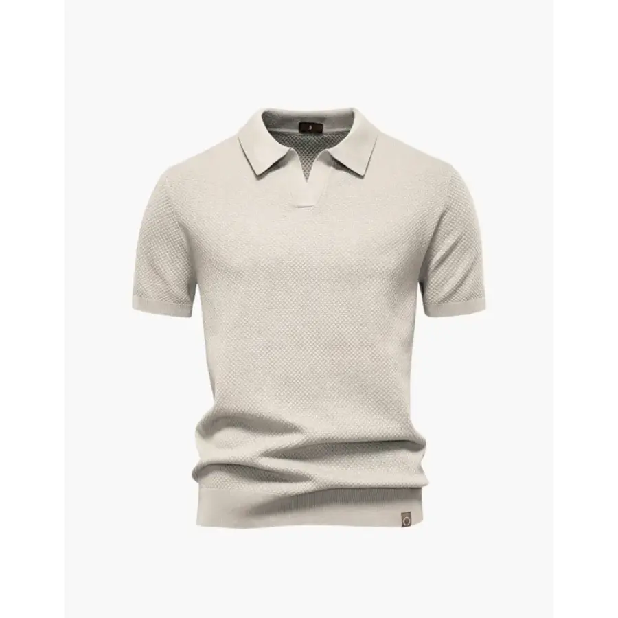 Riviera Textured Knit Polo - Ivory / XS