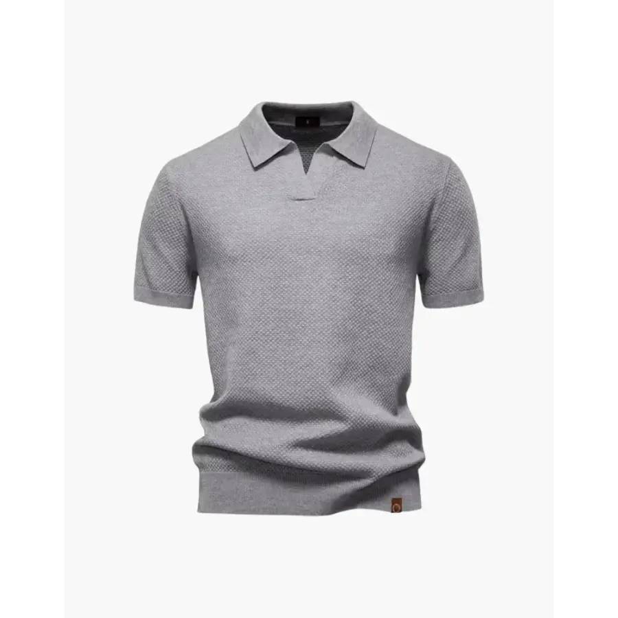 Riviera Textured Knit Polo - Light Grey / XS