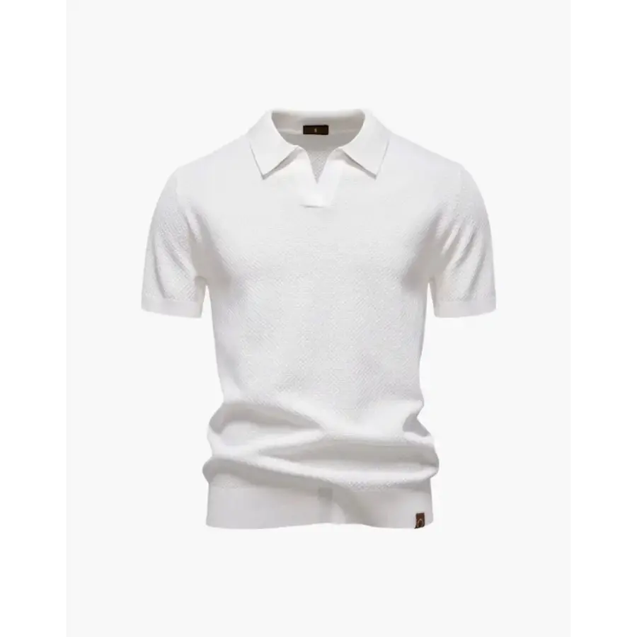 Riviera Textured Knit Polo - White / XS