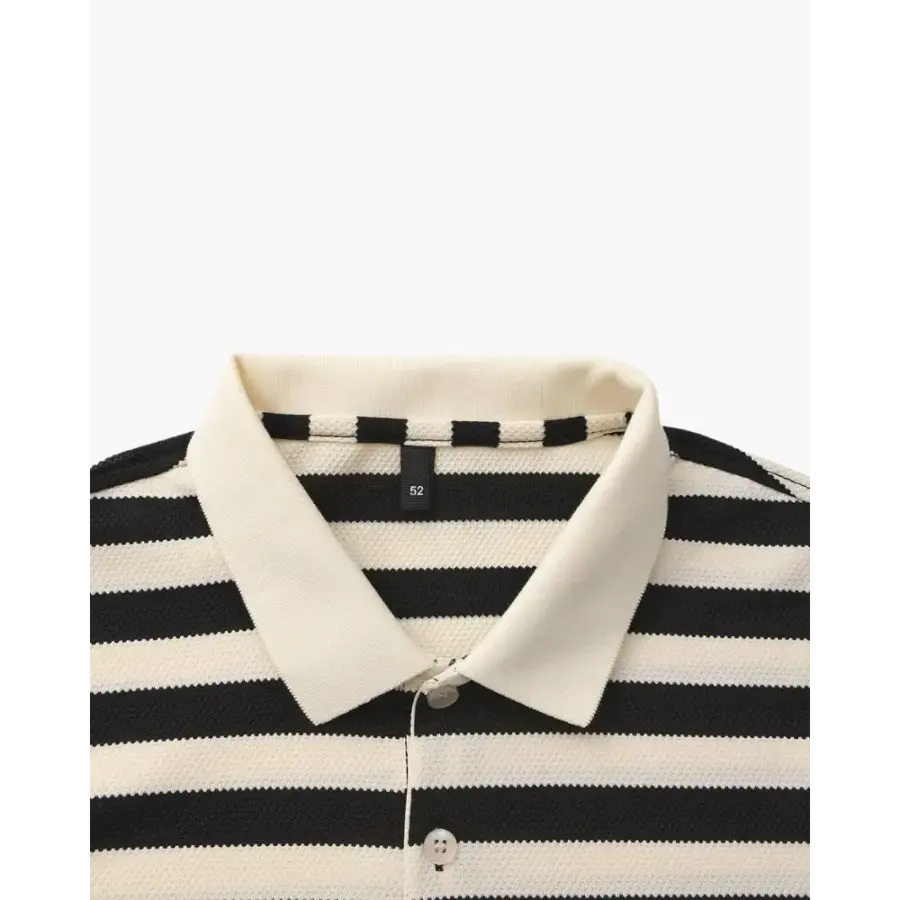 Riviera polo worn with linen trousers, casual styling