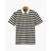 Riviera textured stripe knit polo in black, relaxed tailored fit