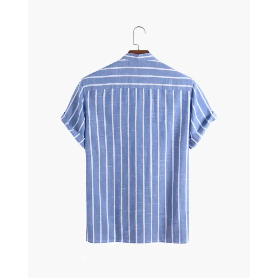 Santorini Striped V-Neck Linen Shirt