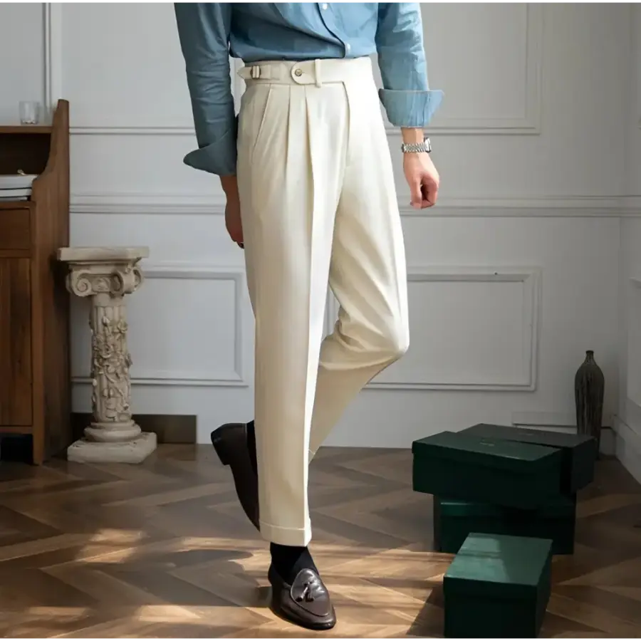 Sartorial Pleated Side-Adjuster Trousers
