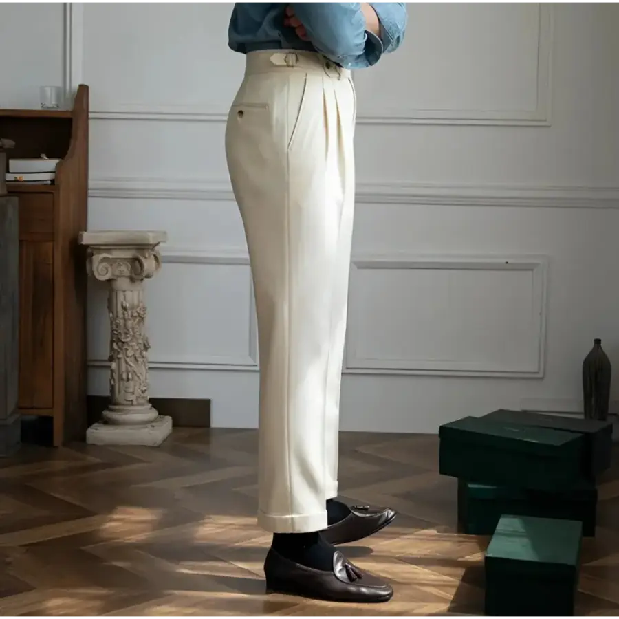 Sartorial Pleated Side-Adjuster Trousers