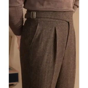 Savile Pleated Wool Trousers - Chestnut / 28