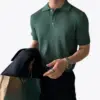 Savile Row Textured Knit Polo - Green / S