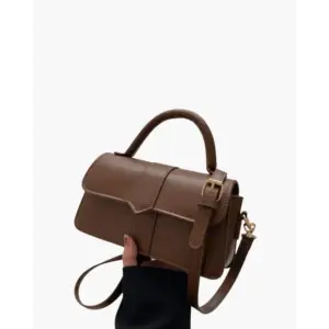 Signature Classic Satchel in cognac brown leather, front view