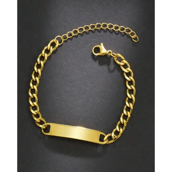 Signature Cuban chain bracelet gold finish polished identity plate