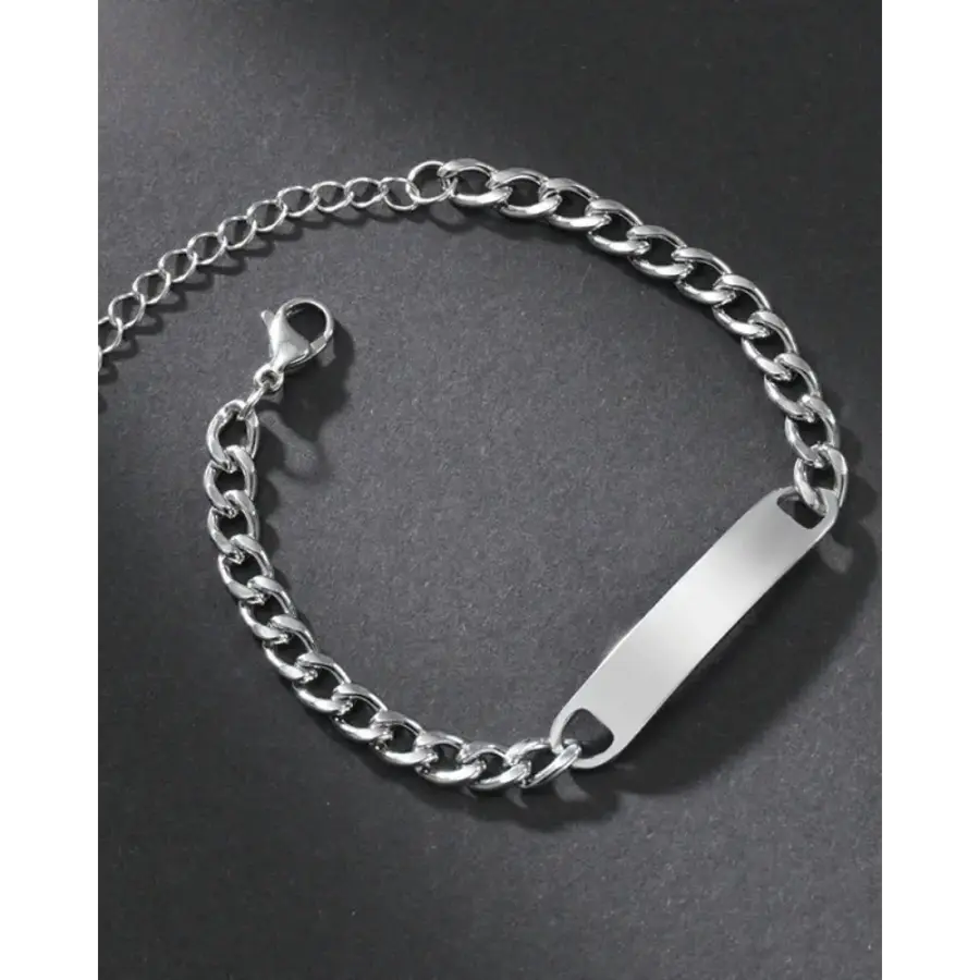 Signature Cuban chain bracelet silver tone stainless steel wrist wear
