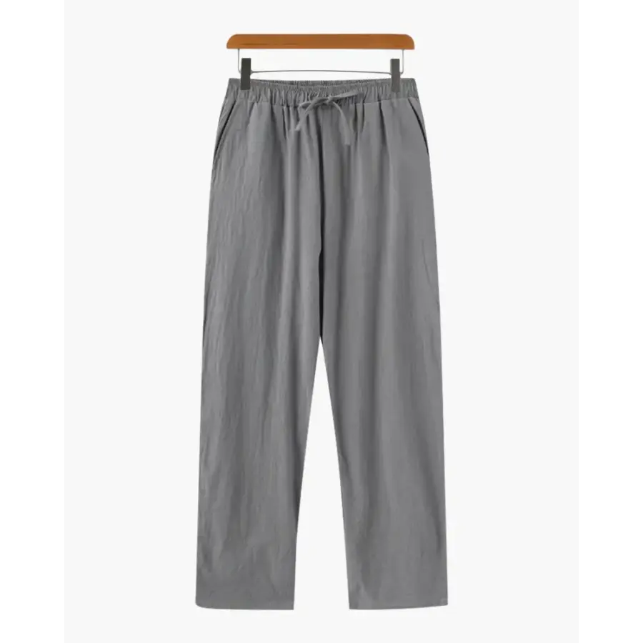 Signature gray linen trousers, neutral tone pair for versatile summer and transitional season wear