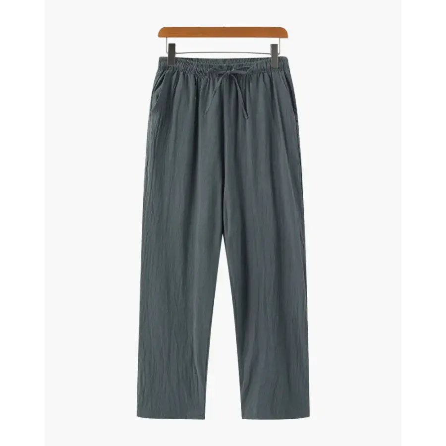 Signature sage green linen pants, unique neutral shade for a refined quiet luxury wardrobe