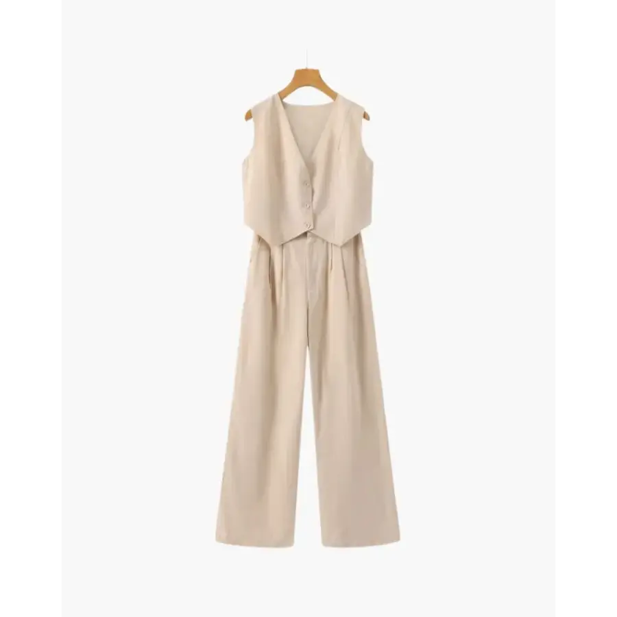 Wide-leg jumpsuit Beige size small demonstrating color and summer versatility