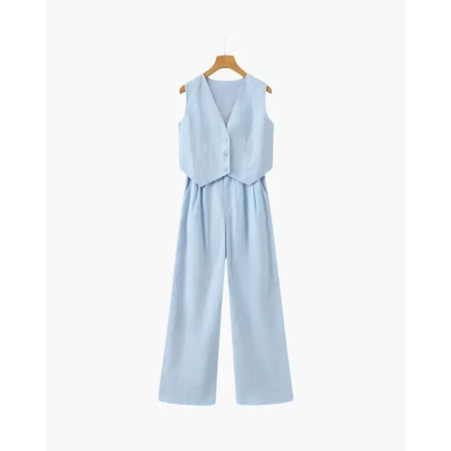 Sleeveless Wide-Leg Jumpsuit - Blue / S