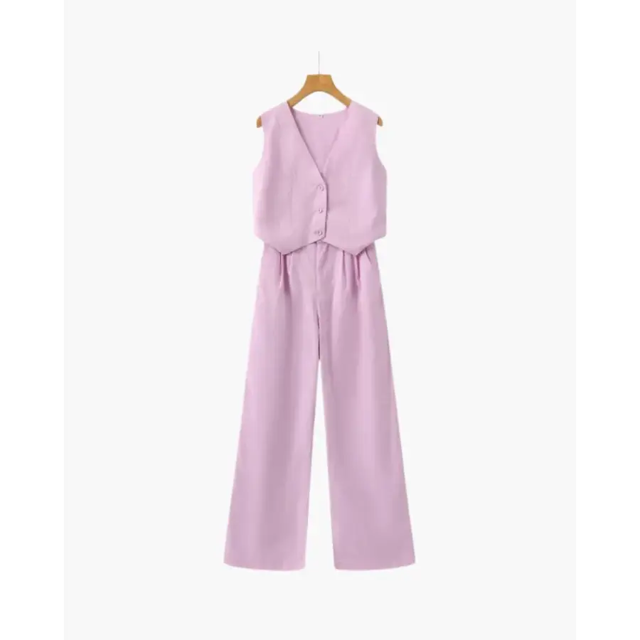 Sleeveless Wide-Leg Jumpsuit - Pink / S