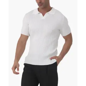 slim-fit-ribbed-cotton-polo-white-s-721 Slim Fit Ribbed Cotton Polo - White / S