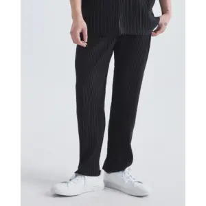 Soft ribbed lounge pants in black, size S, front view