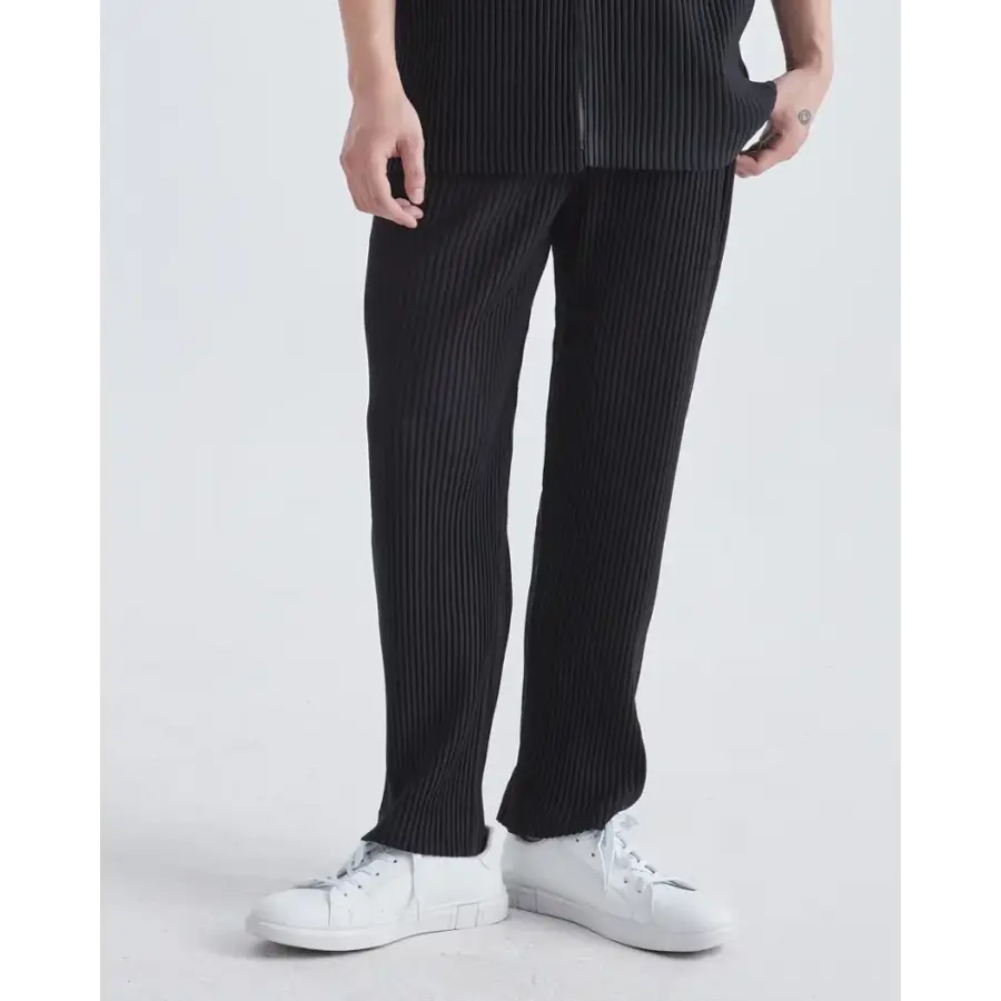 Soft ribbed lounge pants in black, size S, front view