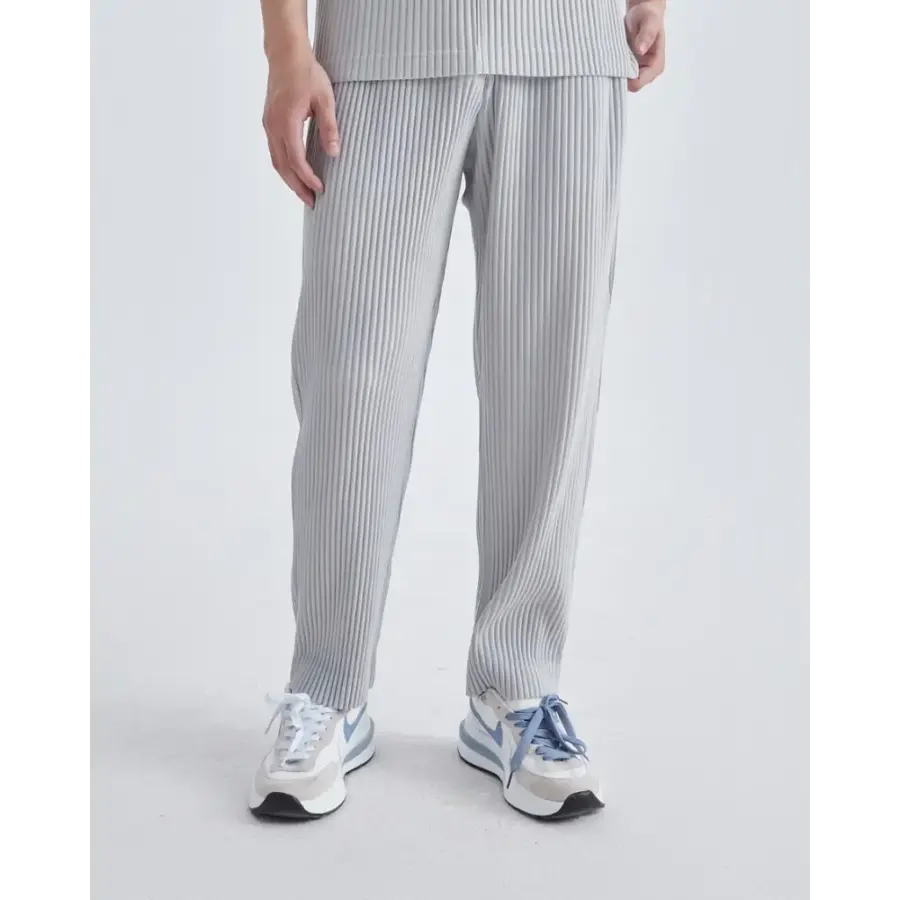Soft ribbed lounge pants in gray, size S, front view