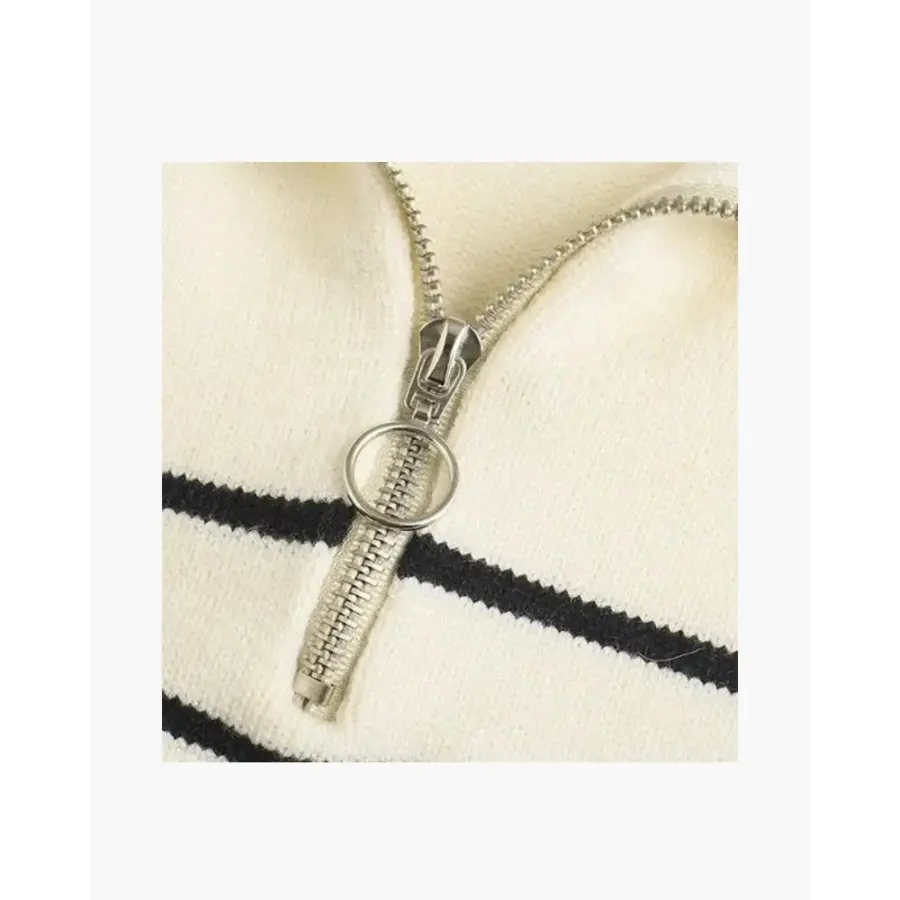 Striped Half-Zip Knit Sweater - Large