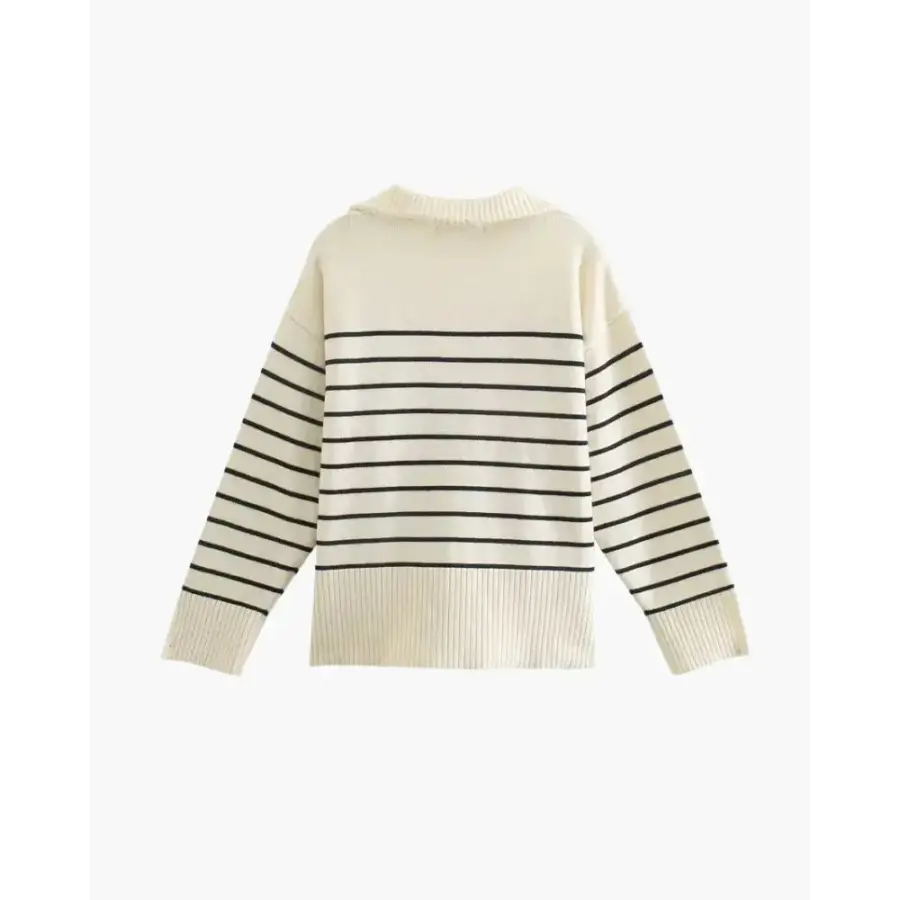 Striped Half-Zip Knit Sweater - Medium