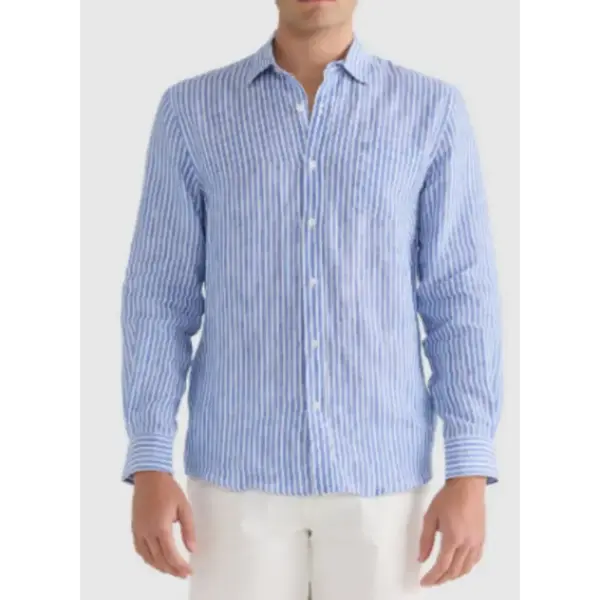 Striped Linen Button-Up Shirt
