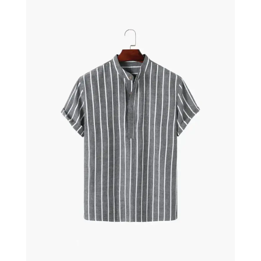 Striped Linen Summer Shirt - Grey / XS