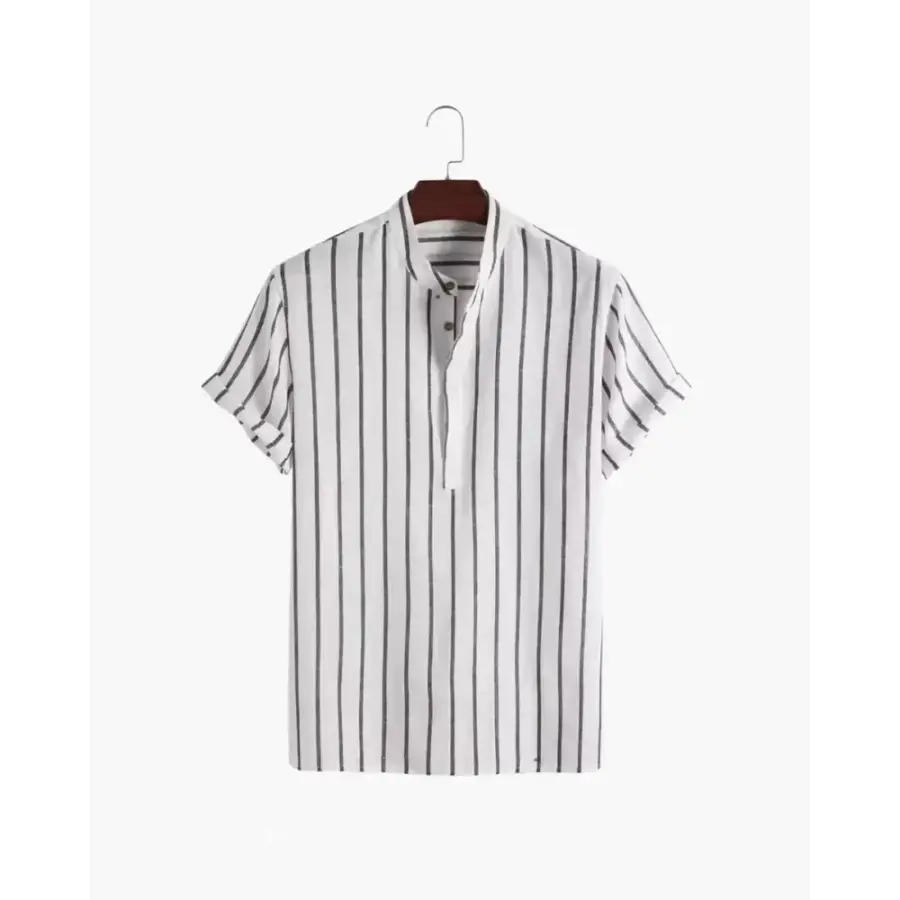 Striped Linen Summer Shirt - White / XS