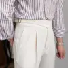 Tailored Pleated Trousers - Cream White / 28