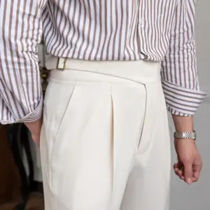 Tailored Pleated Trousers - Cream White / 28
