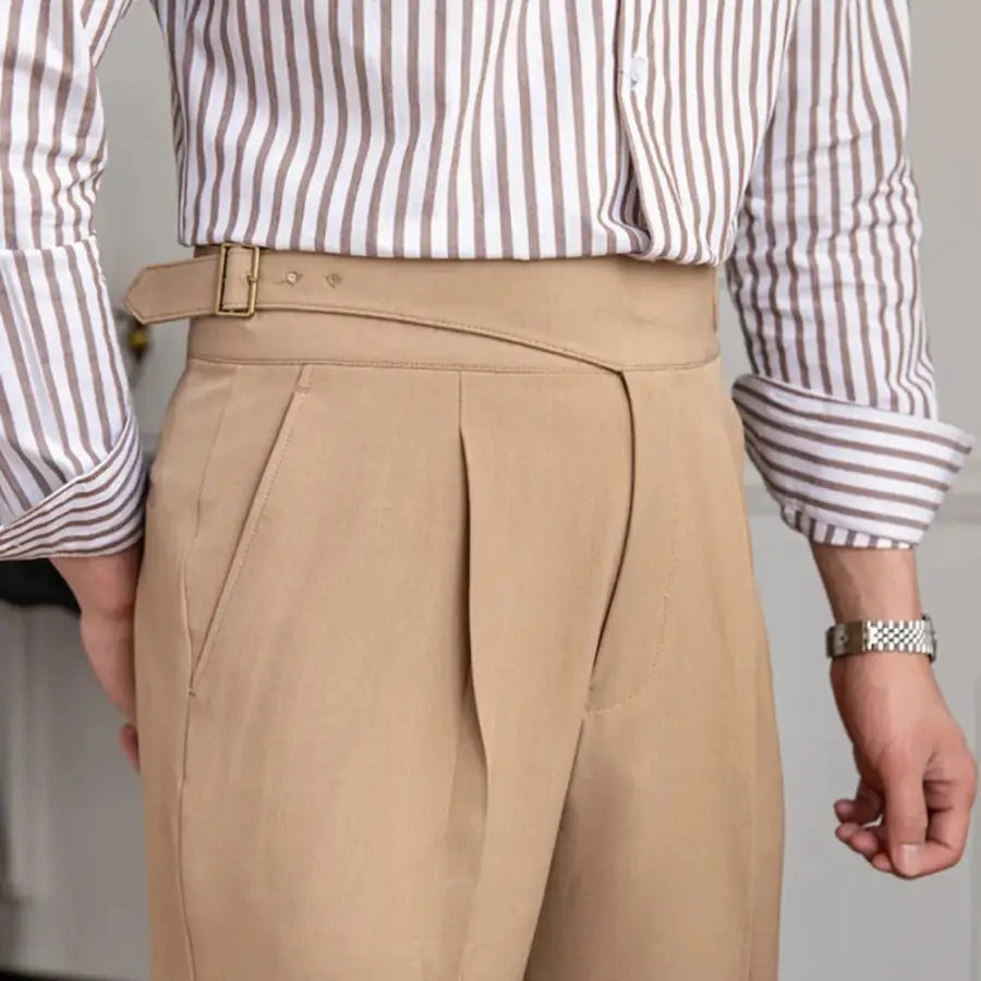 Tailored Pleated Trousers - Golden Sand / 28