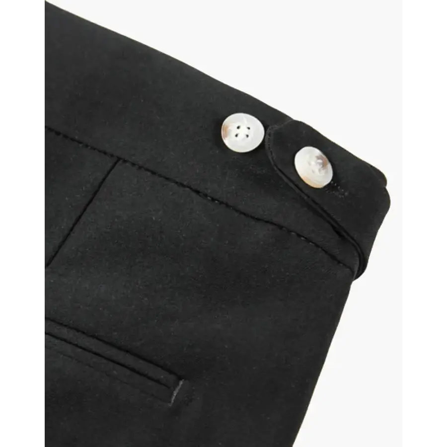 Black cotton-stretch shorts, back view showing seam construction