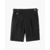 Tailored short pantalon in black, size 28, flat lay front view