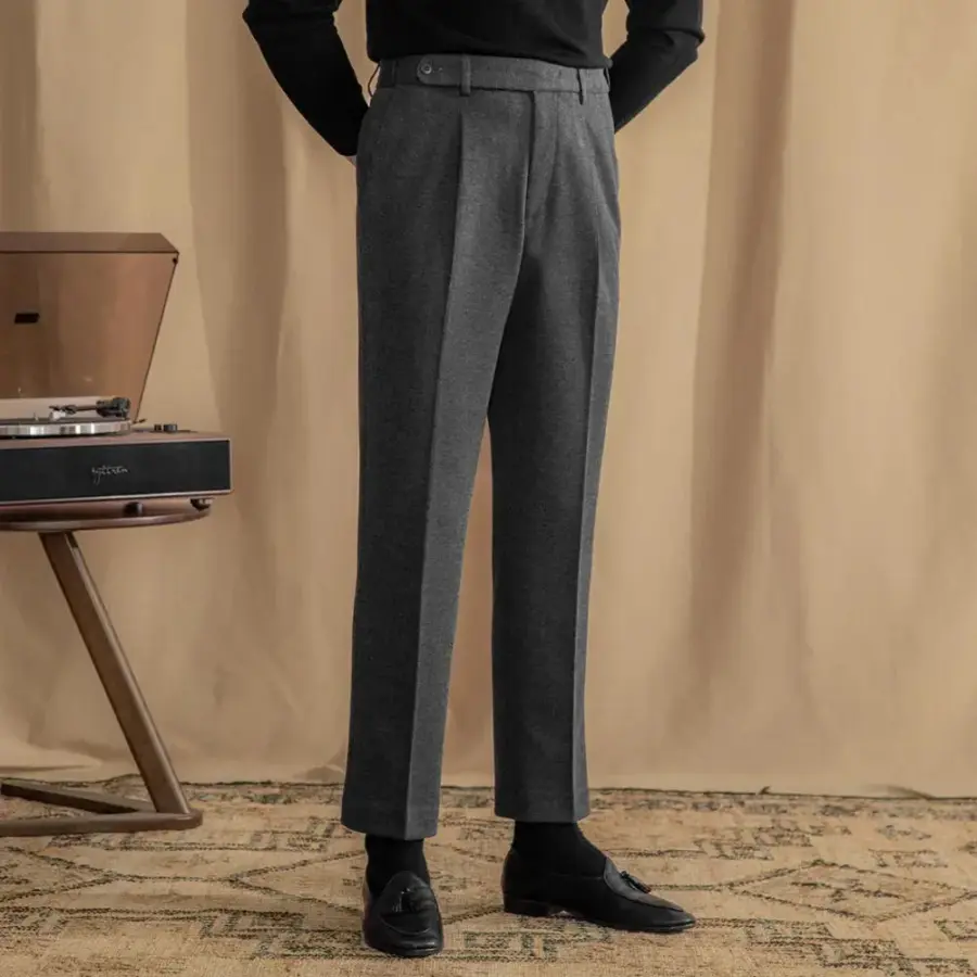 Tailored Wool Pleated Trousers
