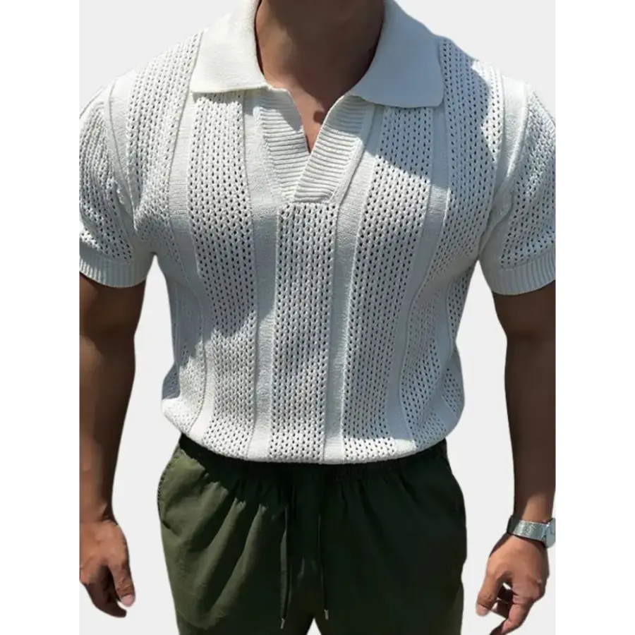 Textured Cable Knit Polo