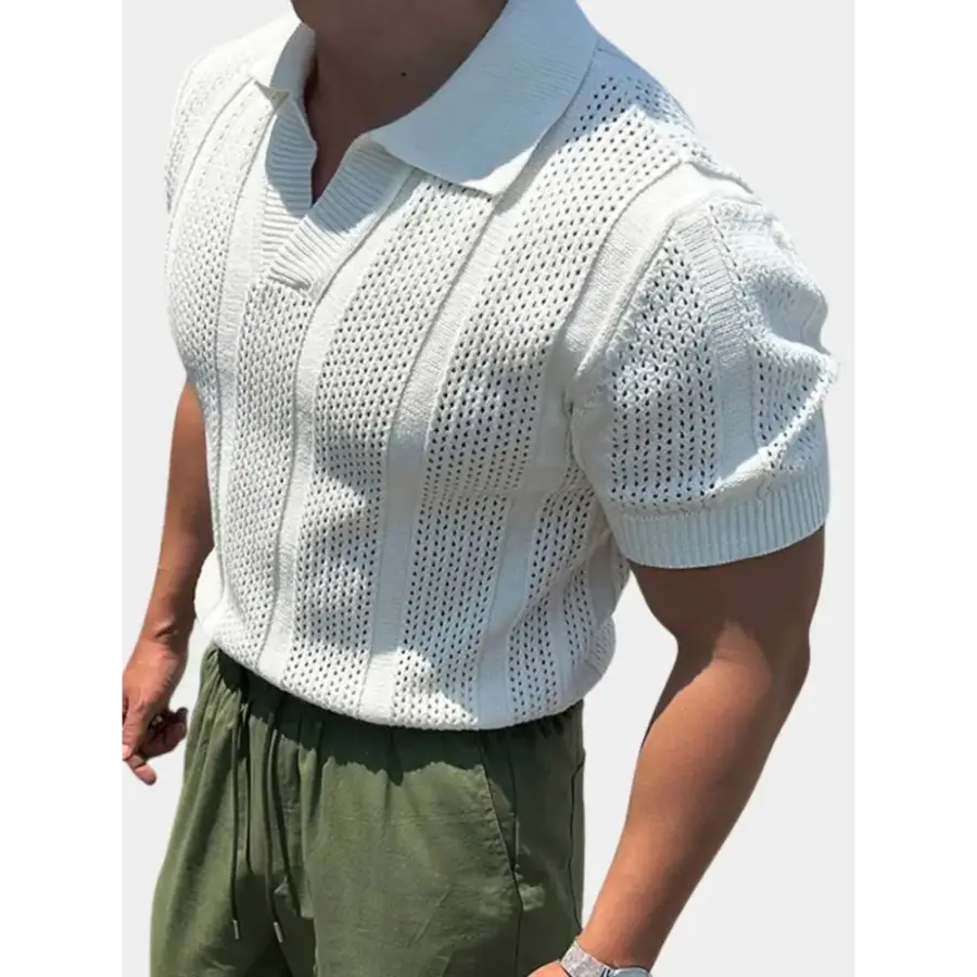 Textured Cable Knit Polo