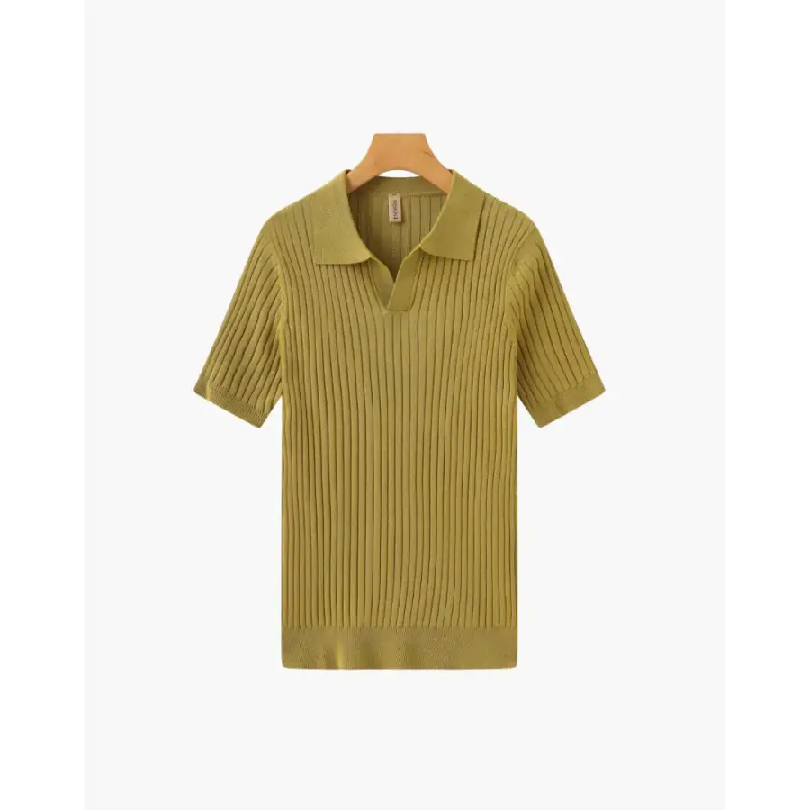 Textured Knit Polo - Antique Gold / S