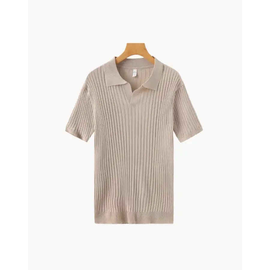 Textured Knit Polo - Beige / S