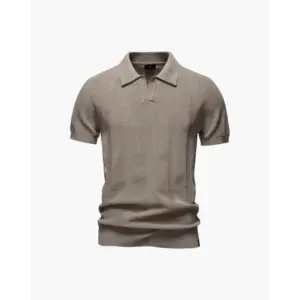 textured-knit-polo-shirt-beige-xs-640 Textured Knit Polo Shirt - Beige / XS