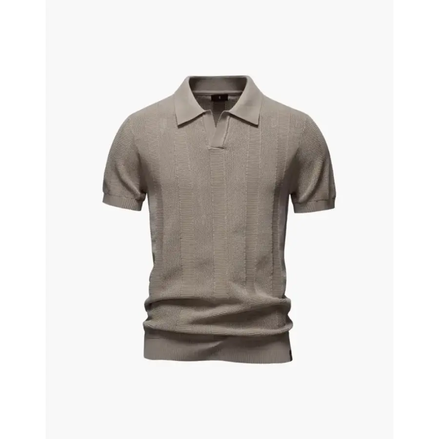 Textured Knit Polo Shirt - Beige / XS