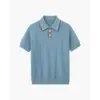 Textured Knit Polo Shirt - Blue Gray / S