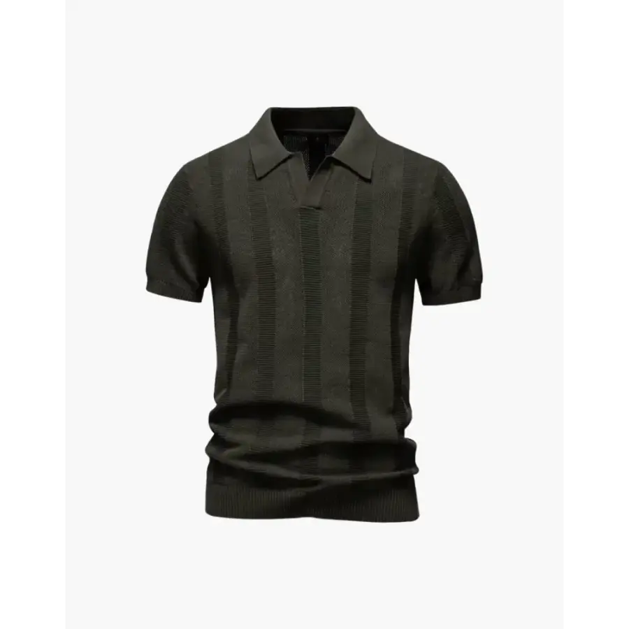 Textured Knit Polo Shirt - Dark Pine / XS