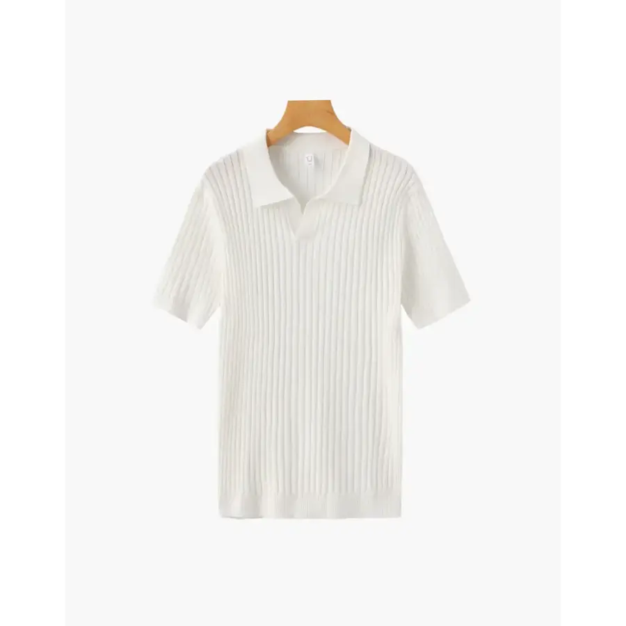 Textured Knit Polo - White / S