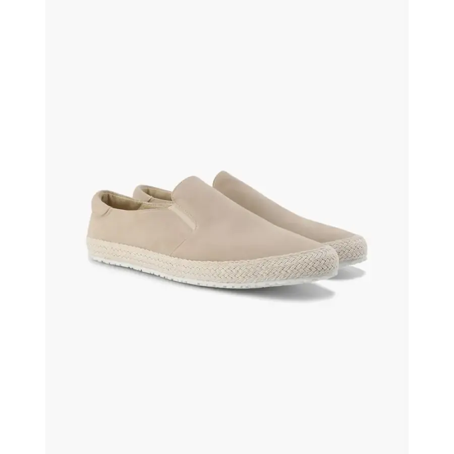 Beige Riviera loafer pair, side profile showing shaft height and suede weave