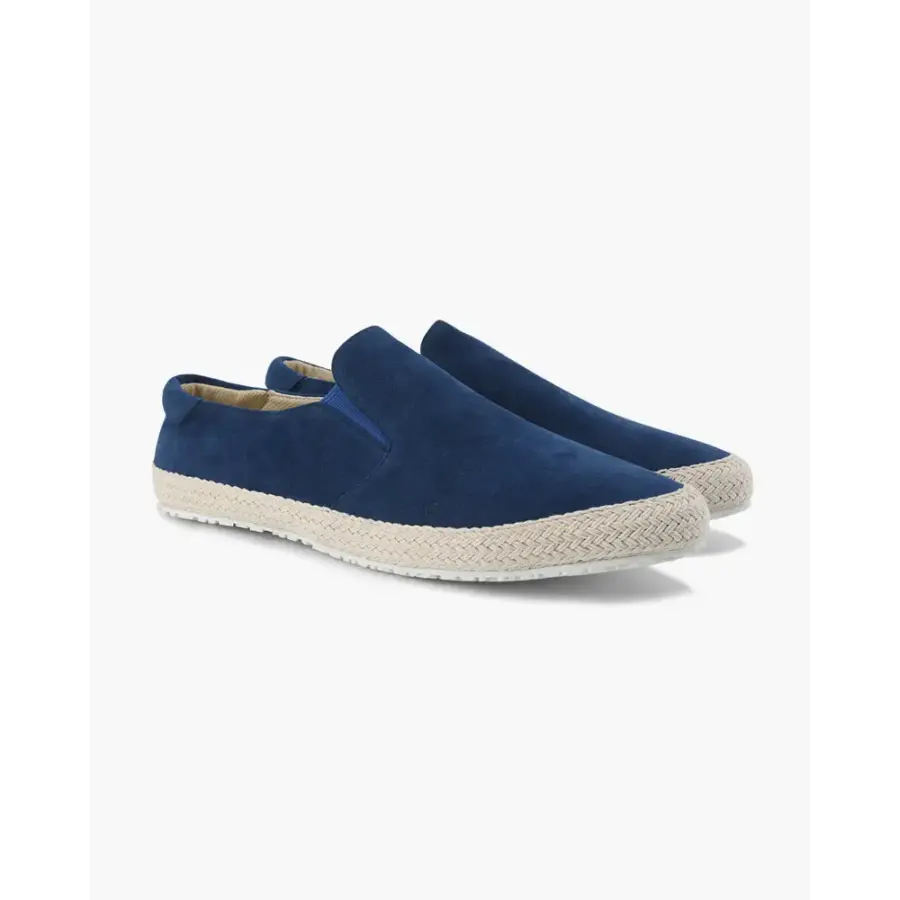 Blue Riviera espadrille loafer with textile insole and rubber tread visible