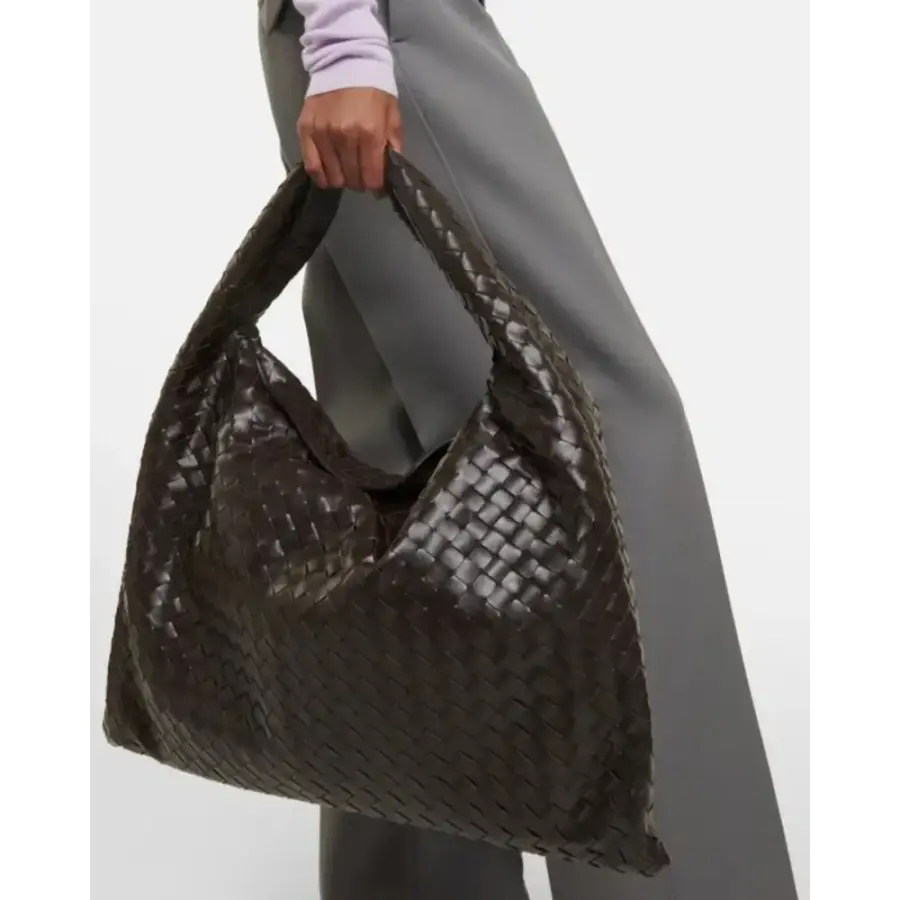 Sculpted Shoulder Bag detail showing double-stitched seams and canvas weave texture