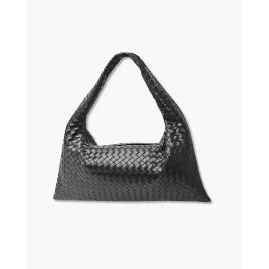 Sculpted Shoulder Bag in Black, front view showing structured form and reinforced handles