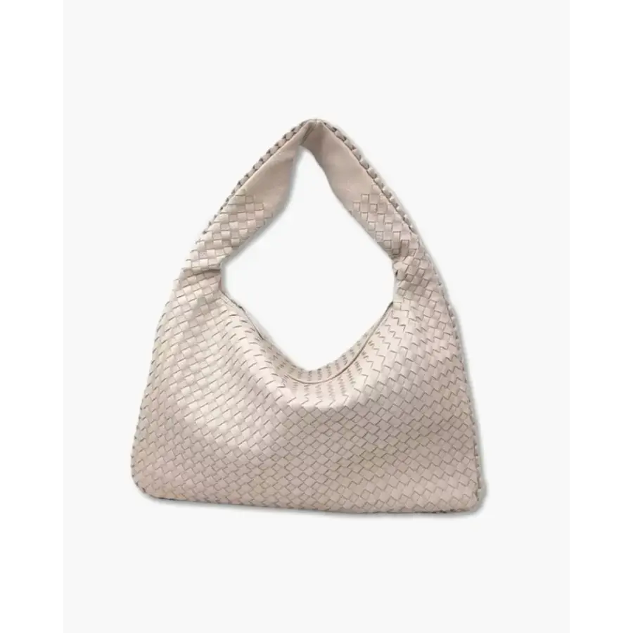 Sculpted Shoulder Bag in Off White, flat lay showing interior capacity and depth